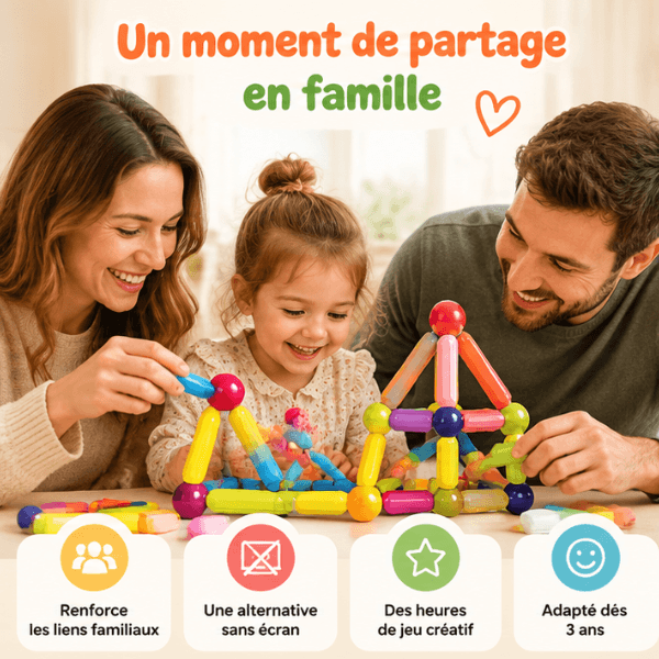 Parents et leur fille construisant ensemble