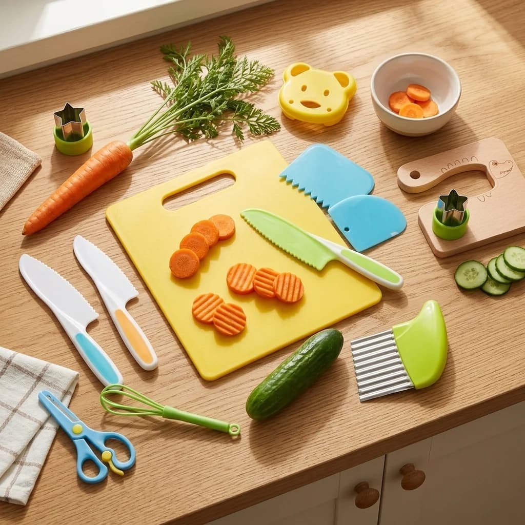 Les ustensiles du kit disposés sur un plan de travail