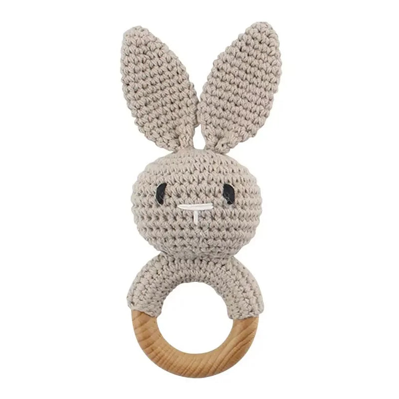 Hochet en Bois Lapin en tricot