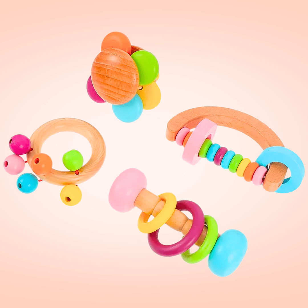 Hochets en bois Montessori (lot de 4)