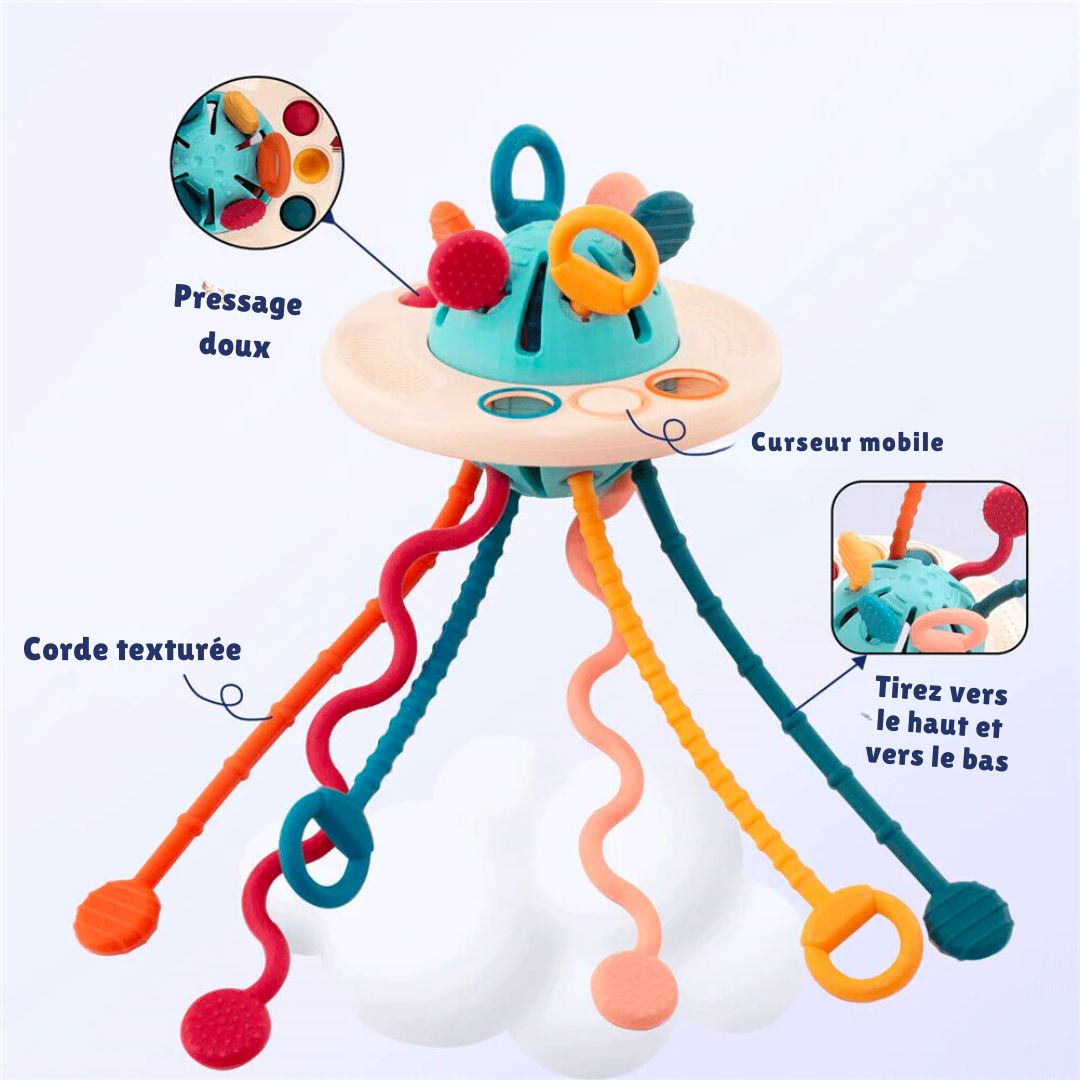 Jouet à tirer Montessori en silicone UFO